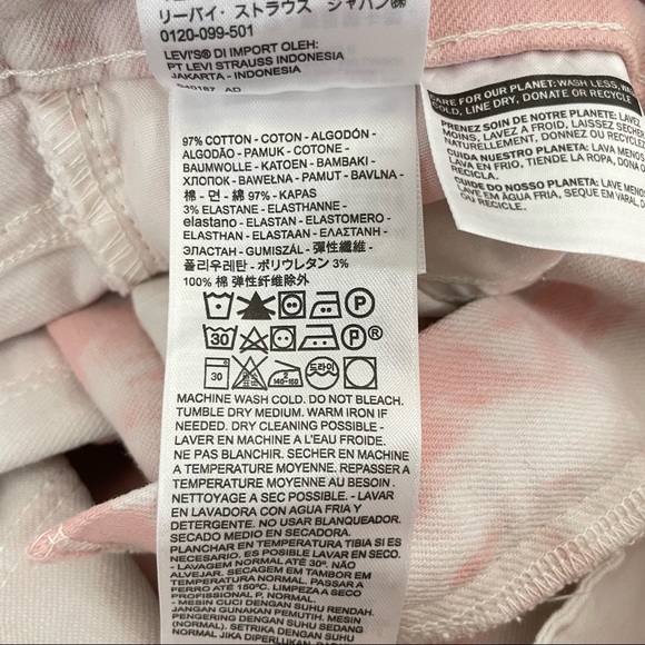 NWT Levi’s 721 High Rise Skinny Ankle Pink Tie Dye Jeans Size 27 - Picture 5 of 14